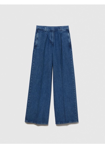 Sisley %100 Koton Yüksek Bel Geniş Paça Denim Chino Pantolon Kadın Renkli Pantolon - 323A4V8JLF03N indirimleri