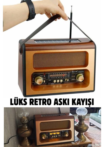 Vintage Büyük Boy Bluetoothlu Nostaljik Radyo & Kumandalı Ahşap Güneş Enerjili Radyo - Fm Radyo & Bluetooth Hoparlör - Lüks Ev Dekor indirimleri