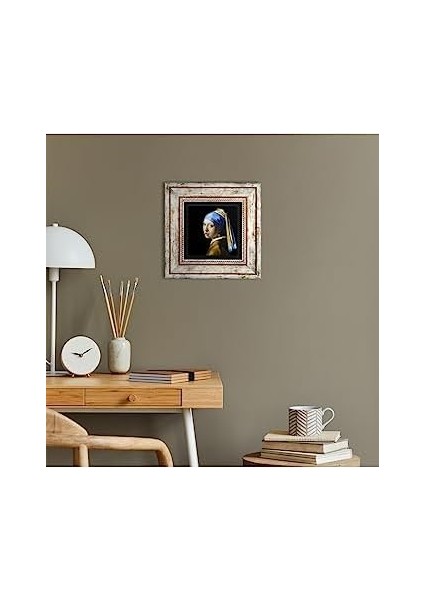 Stone Johannes Vermeer Inci Küpeli Kız Taş Duvar Tablosu - Çerçeveli Taş Tablo - Dekoratif Duvar Sanatı - Modern Ev ve Ofis Duvar Dekoru T1-140 modelleri