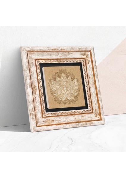Stone Lotus Çiçeği Taş Duvar Tablosu - Çerçeveli Taş Tablo - Dekoratif Duvar Sanatı - Modern Ev ve Ofis Duvar Dekoru T1-178