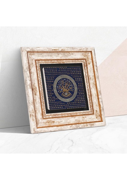 Stone Nazar Ağaç Taş Duvar Tablosu - Çerçeveli Taş Tablo - Dekoratif Duvar Sanatı - Modern Ev ve Ofis Duvar Dekoru T1-196