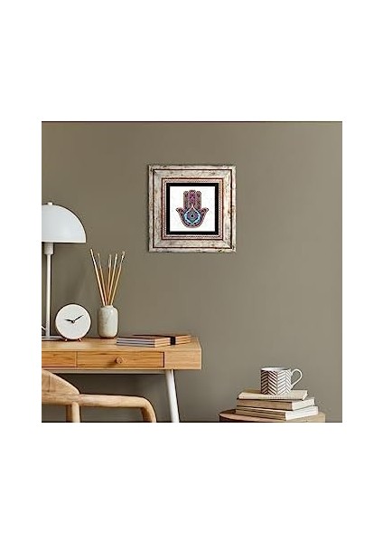 Stone Fatma Ana Eli (Hamsa) Taş Duvar Tablosu - Çerçeveli Taş Tablo - Dekoratif Duvar Sanatı - Modern Ev ve Ofis Duvar Dekoru T1-143 fiyatları