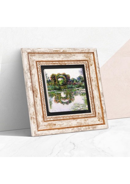 Stone Claude Monet Gül Çiçekli Kemer Taş Duvar Tablosu - Çerçeveli Taş Tablo - Dekoratif Duvar Sanatı - Modern Ev ve Ofis Duvar Dekoru T1-251