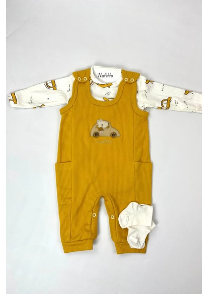 Araba Nakışlı Erkek Bebek Tulum 3’lü Tulum Seti – Zıbın, Tulum ve Çorap | 3-6-9 Ay Bebek Kıyafeti fiyatları
