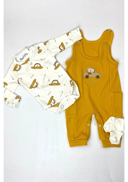 Araba Nakışlı Erkek Bebek Tulum 3’lü Tulum Seti – Zıbın, Tulum ve Çorap | 3-6-9 Ay Bebek Kıyafeti indirimleri