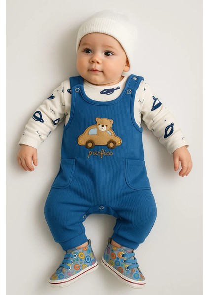 Araba Nakışlı Erkek Bebek Tulum 3’lü Tulum Seti – Zıbın, Tulum ve Çorap | 3-6-9 Ay Bebek Kıyafeti fırsatları