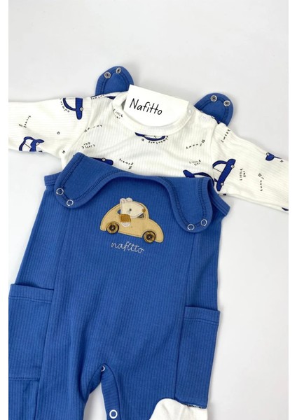 Araba Nakışlı Erkek Bebek Tulum 3’lü Tulum Seti – Zıbın, Tulum ve Çorap | 3-6-9 Ay Bebek Kıyafeti indirimleri