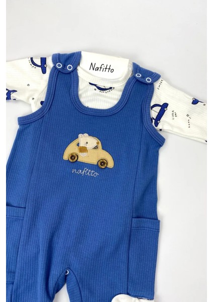 Araba Nakışlı Erkek Bebek Tulum 3’lü Tulum Seti – Zıbın, Tulum ve Çorap | 3-6-9 Ay Bebek Kıyafeti