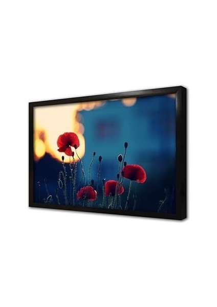 Kırmızı Çiçekler Çerçeveli Cam Tablo 20X30 cm CA03334