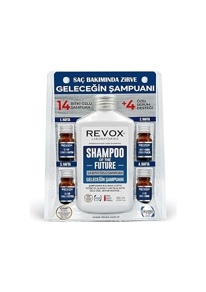 Revox Bitkisel Şampuan ve Aktif Özlü 4 Adet Destek Serumu Saç Bakım Seti Geleceğin Şampuanı
