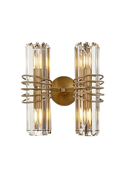 Avonni AP-60398-2E Eskitme Kaplama Aplik E14 Metal Kristal 30X20CM