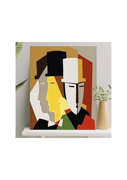 Palmiye Hobi Saat Sayılarla Boyama Tuval Seti Fırça Boya Dahil (Çıtalı) 40X50 cm - Üç Adam