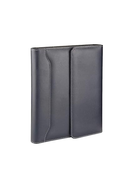 2k 4515 Ajanda Tarihsiz Kareli 17X24 cm Ajanda/defter Hesap Makineli Suni Deri Organizer, Lacivert