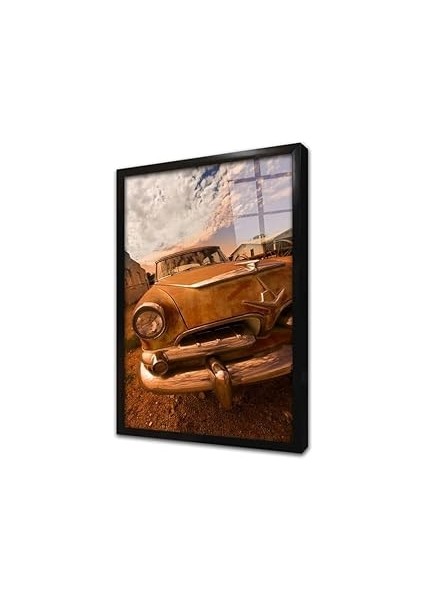 Klasik Araba Çerçeveli Cam Tablo 60X90 cm CA01246