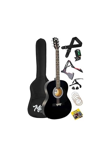 RG-550BK Pack Kaliteli Siyah 40 Iç Akustik Gitar Seti 4/4 Yetişki