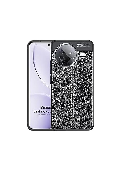 Microsonic Poco F7 Pro Kılıf Deri Dokulu Silikon Siyah [poco F7 Pro ile Uyumlu Kılıf - Siyah