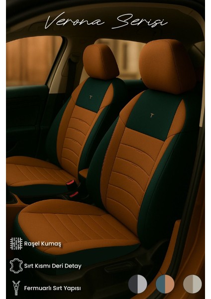 Fiat Marea Station Wagon 1996–2007 Verona Serisi Raşel Taba Siyah Koltuk Kılıfı