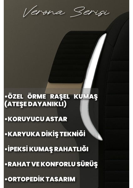 Nissan Pulsar 1990–2000 Verona Serisi Raşel Gri Siyah Koltuk Kılıfı indirimleri