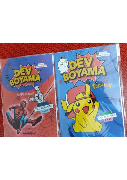 2 Adet Dev Boyama Kitabı (90CMX64CM)- (Örümcek A./pocemon Figürlü)
