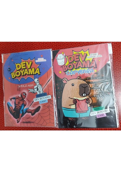 2 Adet Dev Boyama Kitabı (90CMX64CM)- (Örümcek A./capybara Figürlü)