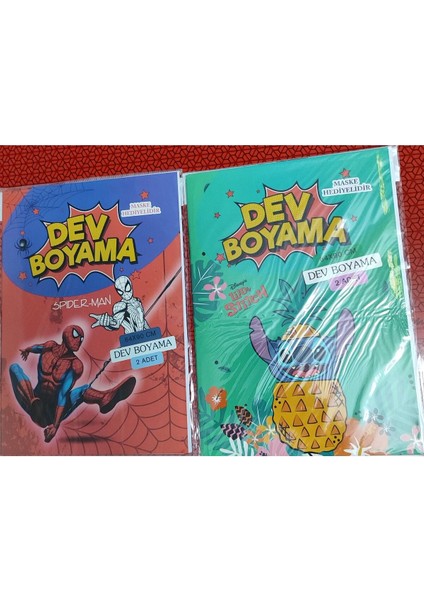 2 Adet Dev Boyama Kitabı (90CMX64CM)- (Örümcek A./stitch Figürlü)