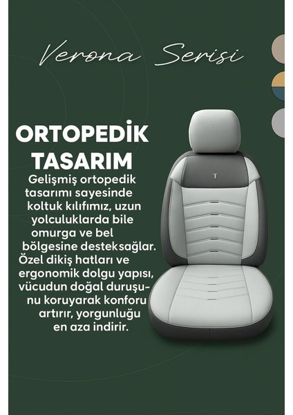 Renault Latitude 2012 ve Sonrası Verona Serisi Raşel Gri Siyah Koltuk Kılıfı modelleri