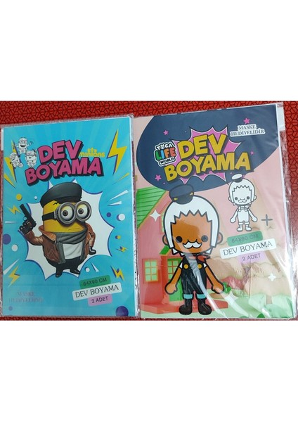 2 Adet Dev Boyama Kitabı (90CMX64CM)- (Minionlar / Tocaboca Figürlü)
