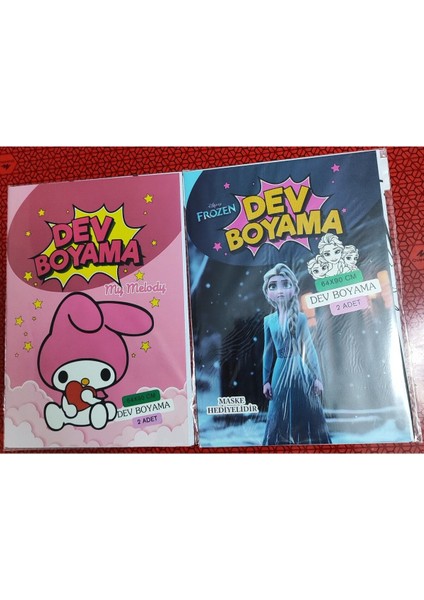 2 Adet Dev Boyama Kitabı (90CMX64CM)- (My Melody / Frozen Figürlü)