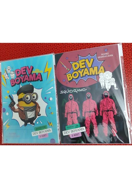 2 Adet Dev Boyama Kitabı (90CMX64CM)- (Minionlar / Squidgame Figürlü)