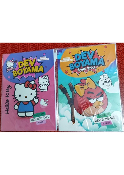 2 Adet Dev Boyama Kitabı (90CMX64CM)- (Hello Kitty/angry Birds Figürlü)