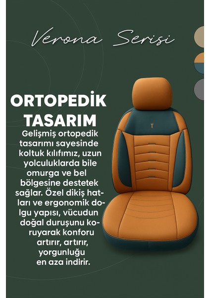 Kia Cerato Sedan 2005–2022 Verona Serisi Raşel Taba Siyah Koltuk Kılıfı modelleri