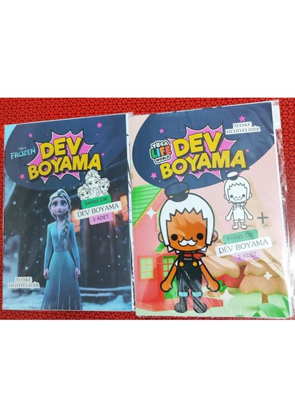 2 Adet Dev Boyama Kitabı (90CMX64CM)- (Frozen / Tocaboca Figürlü)