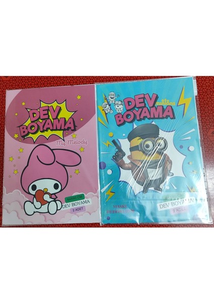 2 Adet Dev Boyama Kitabı (90CMX64CM)- (My Melody / Minionlar Figürlü)