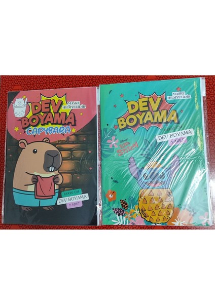 2 Adet Dev Boyama Kitabı (90CMX64CM)- (Capybara / Stitch Figürlü)
