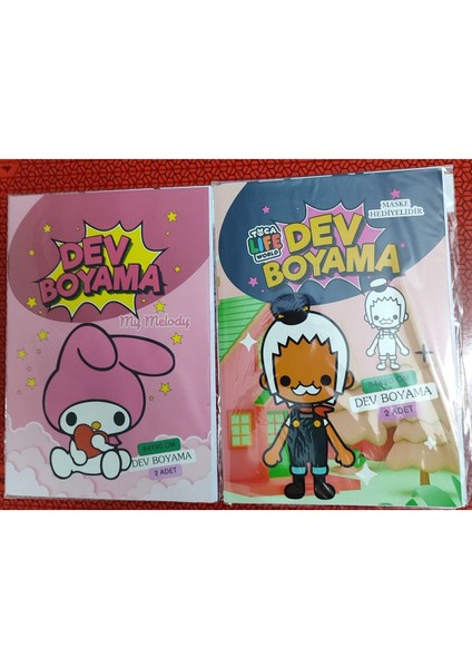 2 Adet Dev Boyama Kitabı (90CMX64CM)- (My Melody / Toca Boca Figürlü)