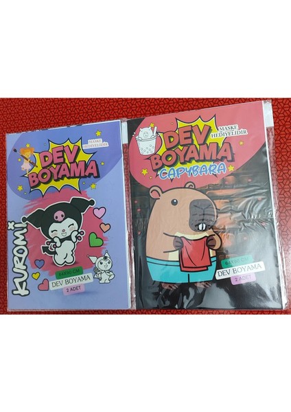 2 Adet Dev Boyama Kitabı (90CMX64CM)- (Kuromi/capybara Figürlü)