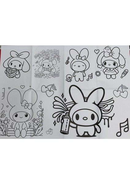 2 Adet Dev Boyama Kitabı (90CMX64CM)- (My Melody / Stitch Figürlü) modelleri
