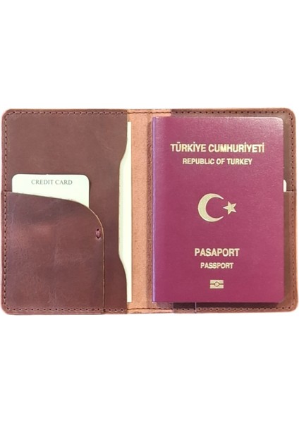Bordo Pasaport Kılıfı Hakiki Deri Seyahat Cüzdanı Pasaport Koruyucu