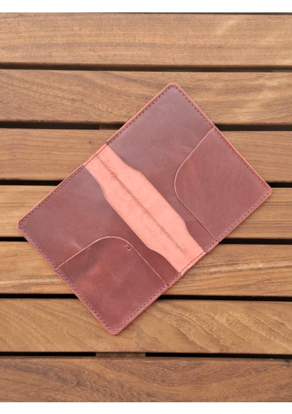 Bordo Pasaport Kılıfı Hakiki Deri Seyahat Cüzdanı Pasaport Koruyucu