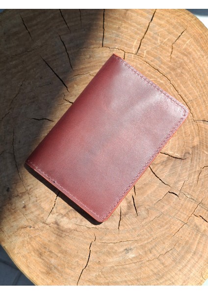 Bordo Pasaport Kılıfı Hakiki Deri Seyahat Cüzdanı Pasaport Koruyucu