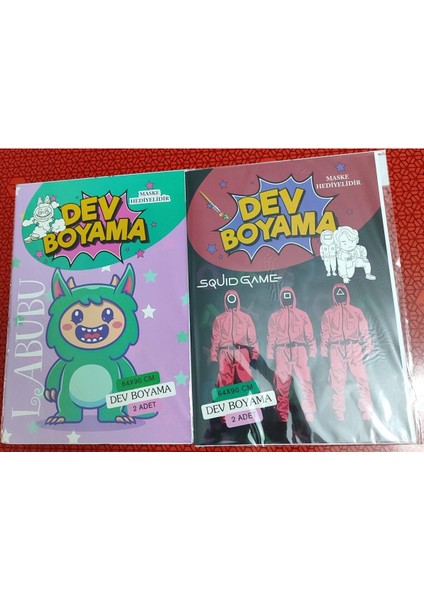 2 Adet Dev Boyama Kitabı (90CMX64CM)- (Labubu /squidgame Figürlü)