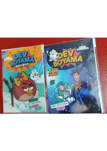 2 Adet Dev Boyama Kitabı (90CMX64CM)- (Angry Birds / Toy Story Figürlü)