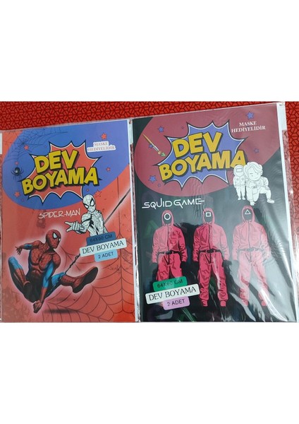 2 Adet Dev Boyama Kitabı (90CMX64CM)- (Örümcek A./squidgame Figürlü)