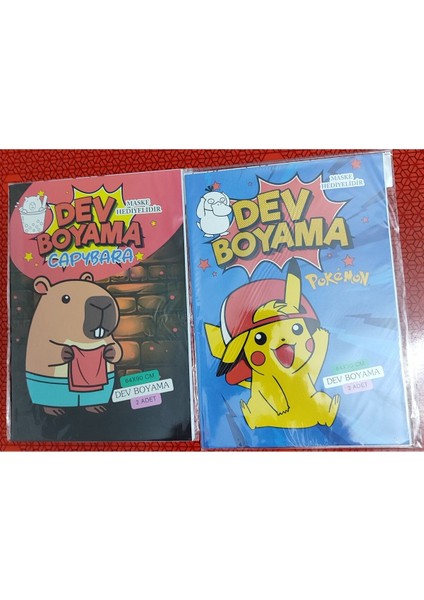 2 Adet Dev Boyama Kitabı (90CMX64CM)- (Capybara / Pocemon Figürlü)