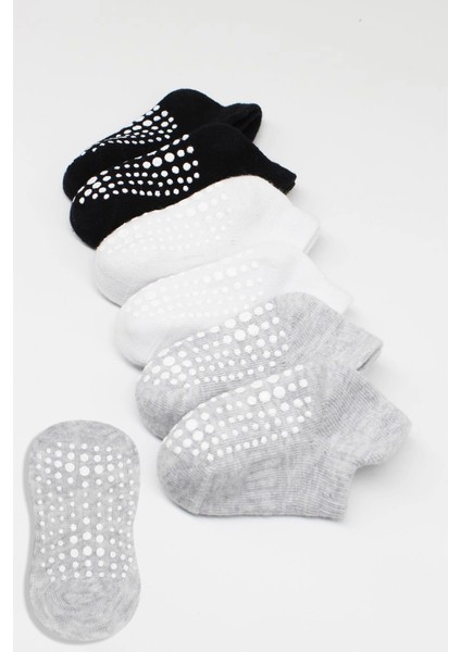 Bistyle 6'lı Sneakers Kaymaz Penye Çorap 20102 Gri Beyaz Siyah fiyatları