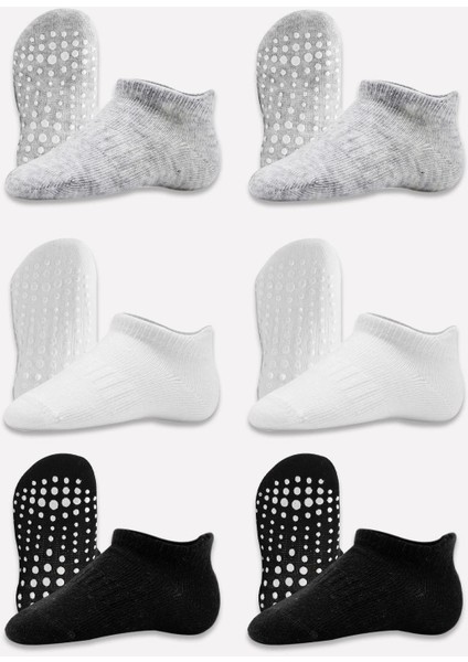 Bistyle 6'lı Sneakers Kaymaz Penye Çorap 20102 Gri Beyaz Siyah modelleri