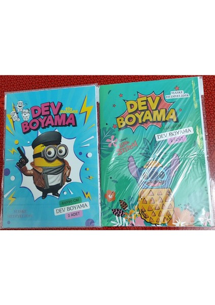 2 Adet Dev Boyama Kitabı (90CMX64CM)- (Minionlar / Stitch Figürlü)