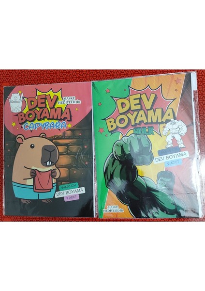 2 Adet Dev Boyama Kitabı (90CMX64CM)- (Capybara / Hulk Figürlü)