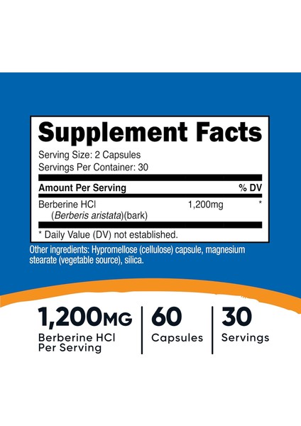 Nutricost Berberine Hcl 1200MG , 60 Vegetarian Capsules Weight Management fiyatları