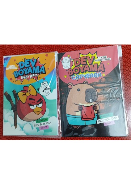 2 Adet Dev Boyama Kitabı (90CMX64CM)- (Angry Birds / Capybara Figürlü)
